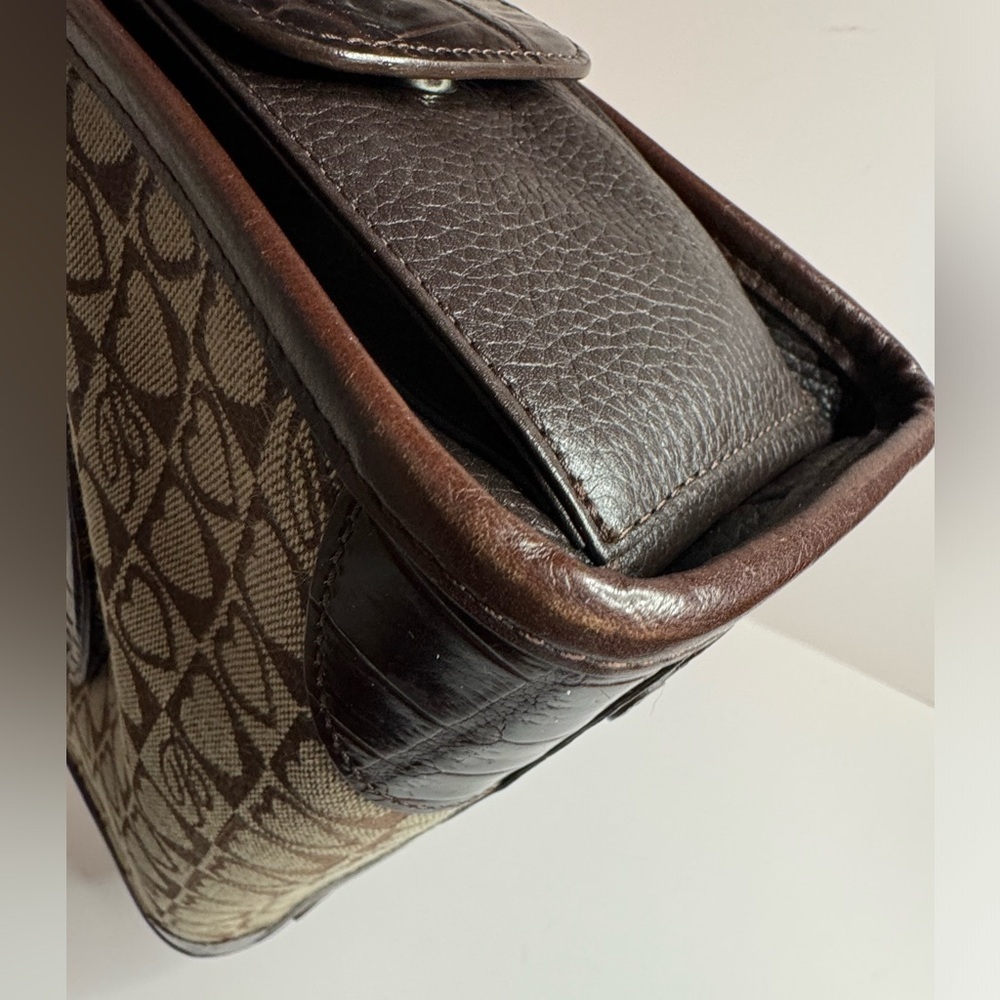 ๐#163 Brighton Heart Signature Jacquard & Croc Embossed Leather Shoulder Bag - Picture 10 of 16